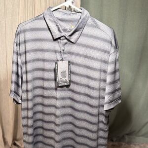 Arnold Palmer Apparel Men’s 2XL Golf Polo Shirt Blue Grey Stripe New With Tags